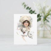 Harrison Fisher Girl und ihr Hund Postkarte (Stehend Vorderseite)
