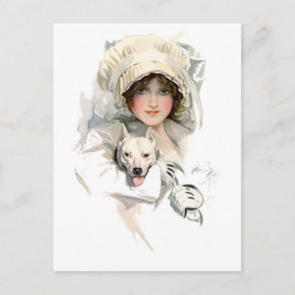 Harrison Fisher Girl und ihr Hund Postkarte
