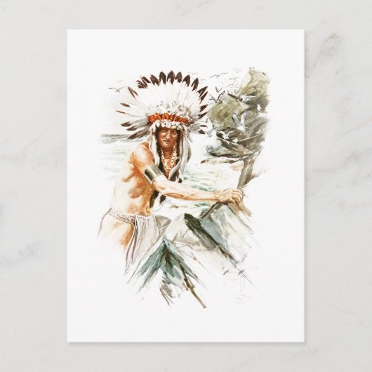 Harrison Fisher Song Hiawatha Indianerkleid 2 Postkarte (Vorderseite)