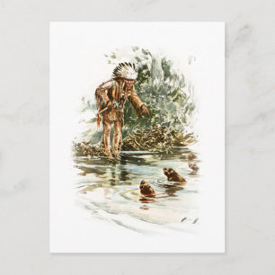 Harrison Fisher Song von Hiawatha Red Indian Otter Postkarte