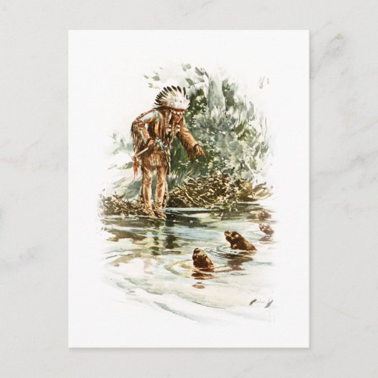 Harrison Fisher Song von Hiawatha Red Indian Otter Postkarte (Vorderseite)