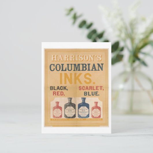 Harrison's Columbian Tinte Vintage Werbung Postkarte (Stehend Vorderseite)