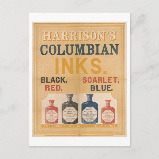 Harrison's Columbian Tinte Vintage Werbung Postkarte (Vorderseite)
