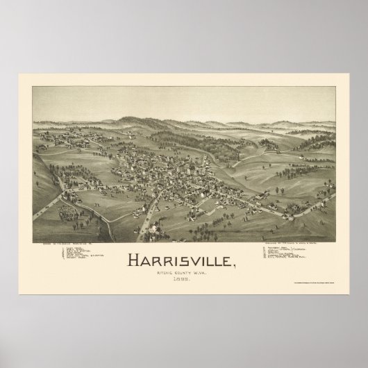 Harrisville, WV Panorama Karte - 1899 Poster (Vorne)