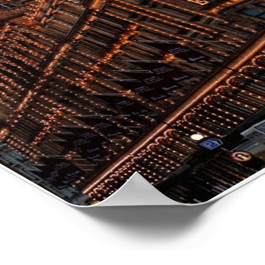 Harrods, London Night Lights Poster (Ecke)