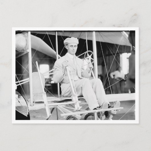 Harry Atwood Pilot im Flugzeug von Wright Brothers Postkarte (Vorderseite)