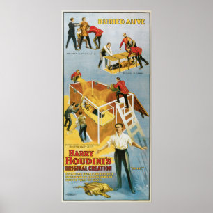 Harry Houdini, begrabenes lebendiges Vintages Poster