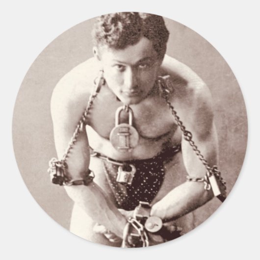 Harry Houdini (c.1899) Runder Aufkleber (Vorderseite)