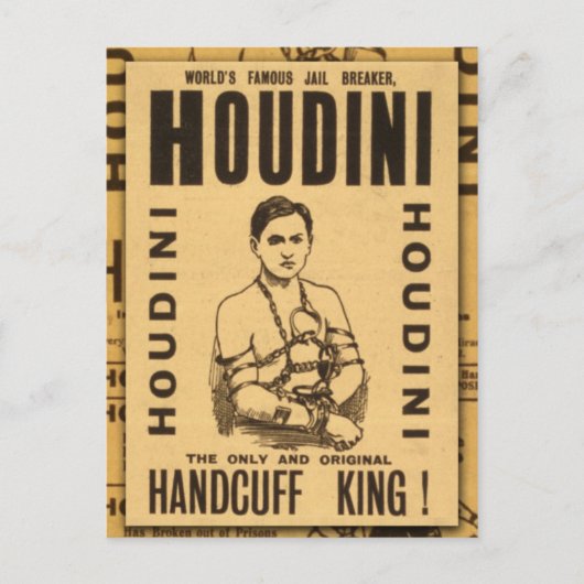 Harry Houdini, Handcuff King! Postkarte (Vorderseite)