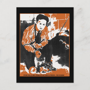 HARRY HOUDINI Illustration über Schwarz und Orange Postkarte