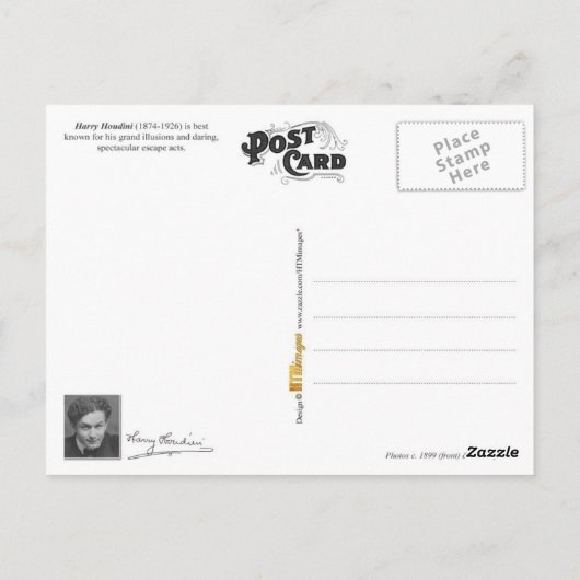 Harry Houdini in Chains Postkarte (Rückseite)