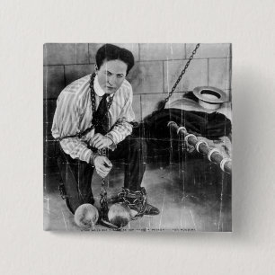 Harry Houdini kurz vor der Flucht aus dem Gefängni Button
