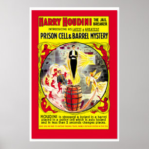Harry Houdini Locked Barrel Escape 905 Vintage Poster