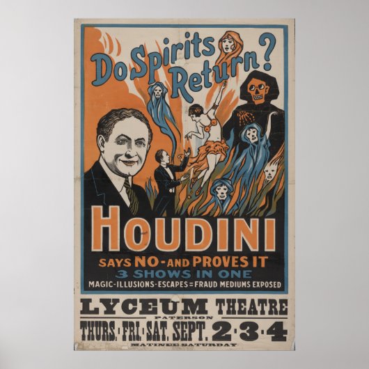Harry HOUDINI Mentalist VAUDEVILLE Poster (Vorne)