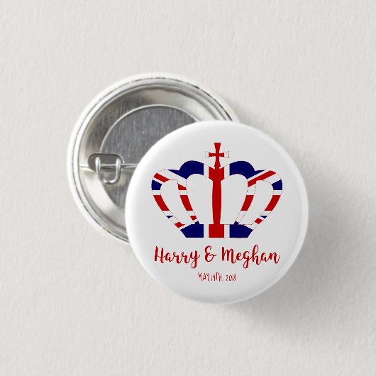 Harry & Meghan Crown | Königliche Hochzeitsfeier Button (Vorne & Hinten)