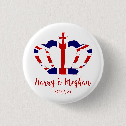 Harry & Meghan Crown | Königliche Hochzeitsfeier Button (Vorderseite)
