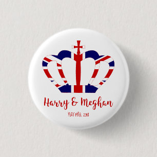 Harry & Meghan Crown   Königliche Hochzeitsfeier Button