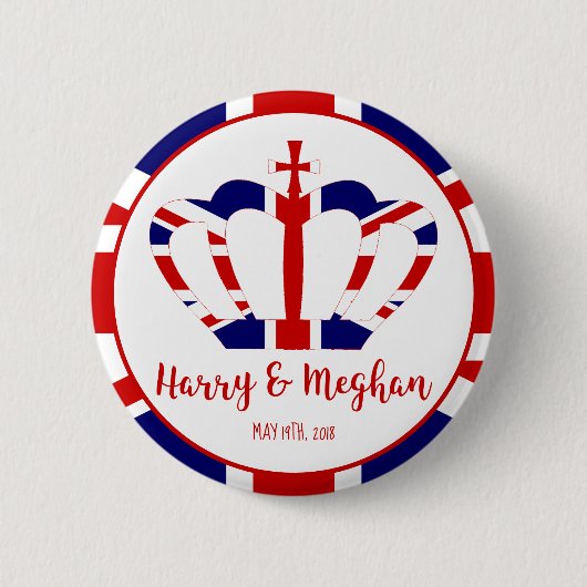 Harry & Meghan Crown | Königliche Hochzeitsfeier Button (Vorderseite)
