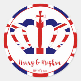 Harry & Meghan Crown | Königliche Hochzeitsfeier Runder Aufkleber