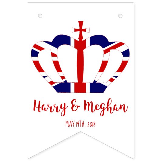 Harry & Meghan Crown & Union Jack Royal Wedding Wimpelkette (Zweite Fahne)