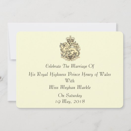 Harry & Meghan Elegant Royal Wedding Einladung (Vorderseite)