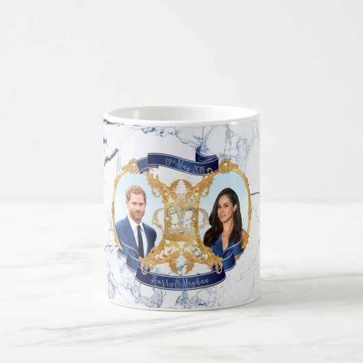 Harry+Meghan Mitternachtsblauer Marmor Kaffeetasse (Mittel)
