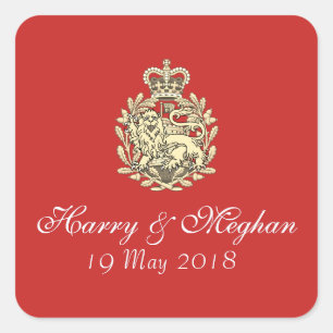 Harry Meghan Royal Wedding Red Stickers (Square)