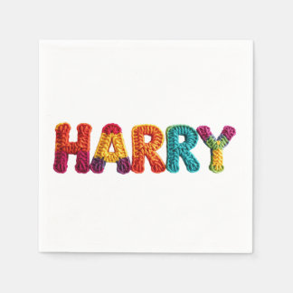 HARRY Name in lebendigem Häkelmuster Serviette