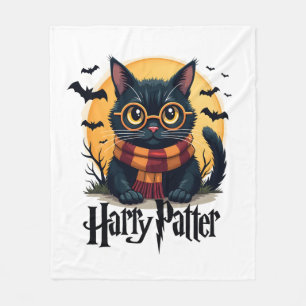 Harry Pawter Hexe schwarze Katze Halloween lustige Fleecedecke