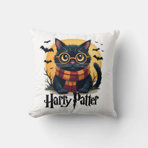 Harry Pawter Hexe schwarze Katze Halloween lustige Kissen