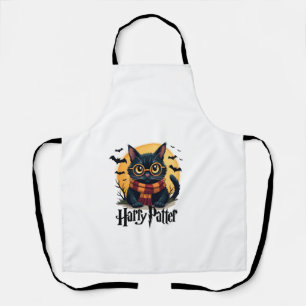 Harry Pawter Hexe schwarze Katze Halloween lustige Schürze