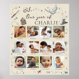 Harry Potter 1st Birthday - 12 Month Photo Collage Poster