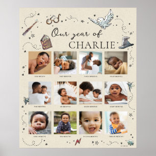 Harry Potter 1st Birthday - 12 Month Photo Collage Poster