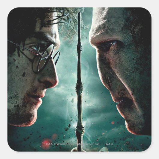 Harry Potter 7 Teil 2 - Harry gegen Voldemort Quadratischer Aufkleber (Vorderseite)