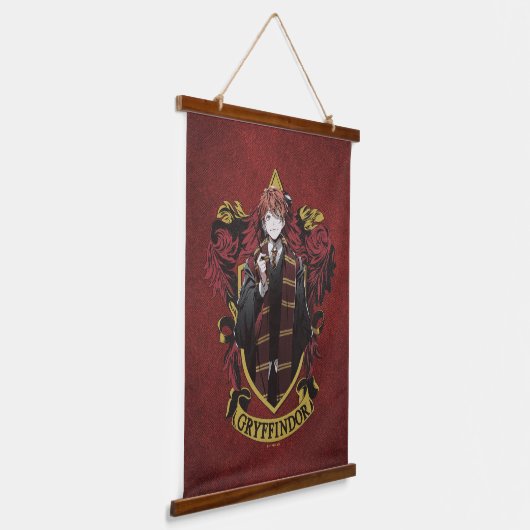 HARRY POTTER™ | Anime Ron Weasley House Crest Wandteppich Mit Holzrahmen (Gewinkelt)