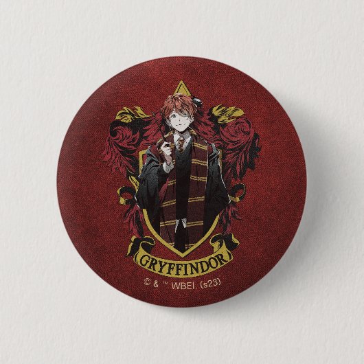 HARRY POTTER™ | Anime Ron Weasley House Wappen Button (Vorderseite)