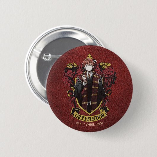 HARRY POTTER™ | Anime Ron Weasley House Wappen Button (Vorne & Hinten)