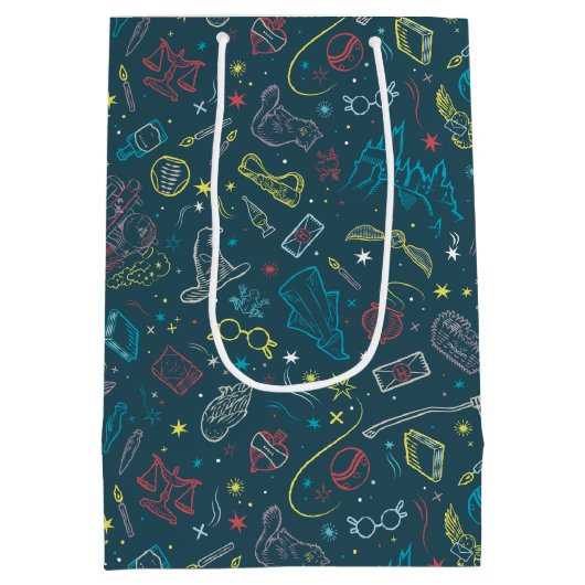 HARRY POTTER™ Artifacts Line Art Pattern Mittlere Geschenktüte (Rückseite)