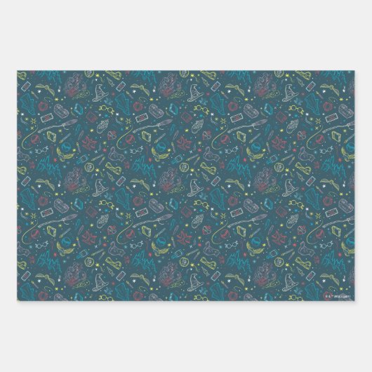 HARRY POTTER™ Artifakt Line Art Muster Geschenkpapier Set (Vorderseite 3)