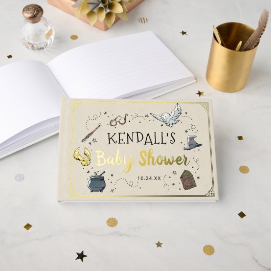 Harry-Potter-Baby-Shower-Einladung Gästebuch (Vorderseite Offen)
