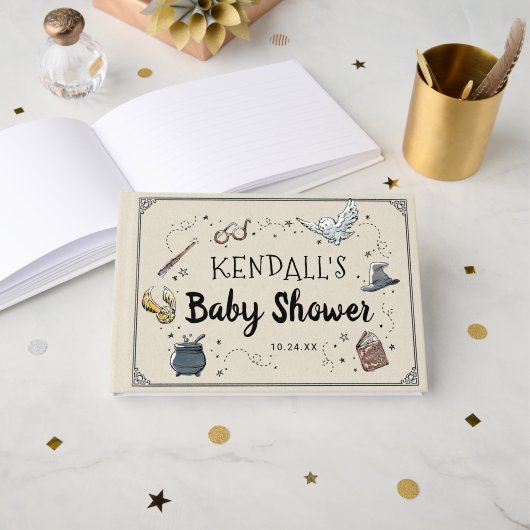 Harry-Potter-Baby-Shower-Einladung Gästebuch (Vorderseite Offen)