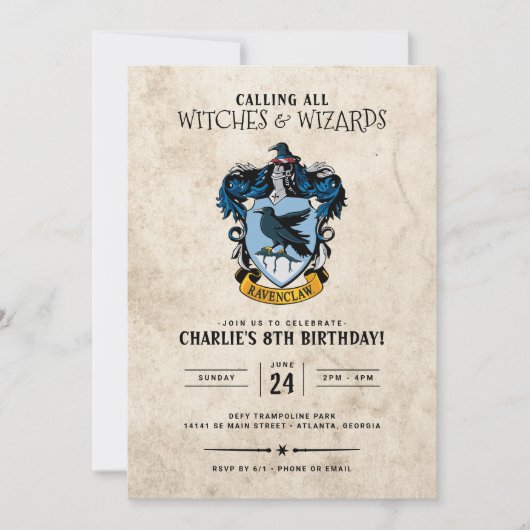 Harry Potter Birthday | Einladung von Ravenclaw (Vorderseite)