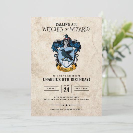 Harry Potter Birthday | Einladung von Ravenclaw (Stehend Vorderseite)