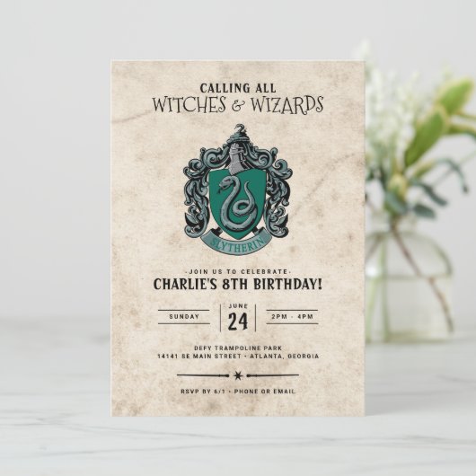 Harry Potter Birthday | Einladung von Slytherin (Stehend Vorderseite)