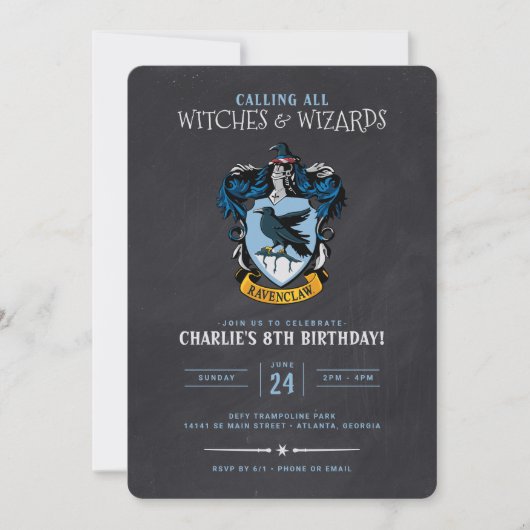 Harry Potter Birthday | Ravenclaw Chalkboard Einladung (Vorderseite)
