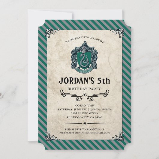 Harry Potter Birthday | Slytherin Einladung (Vorderseite)