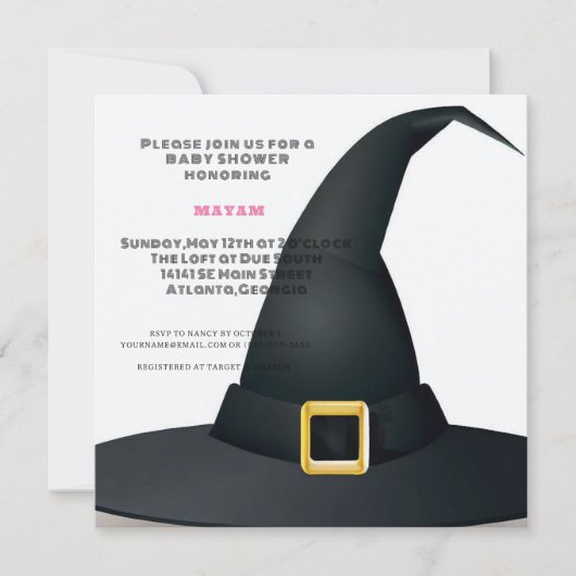 Harry Potter | Black Witch Hat Baby Shower Einladung (Vorderseite)