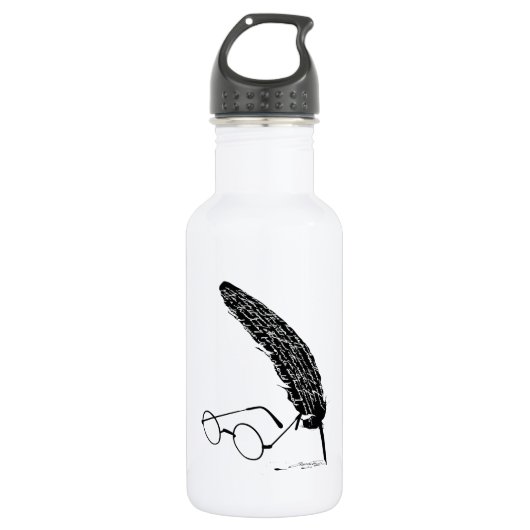 Harry Potter | Brille und Federhalter Edelstahlflasche (Vorderseite)