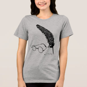 Harry Potter   Brille und Federkiel Tri-Blend Shirt