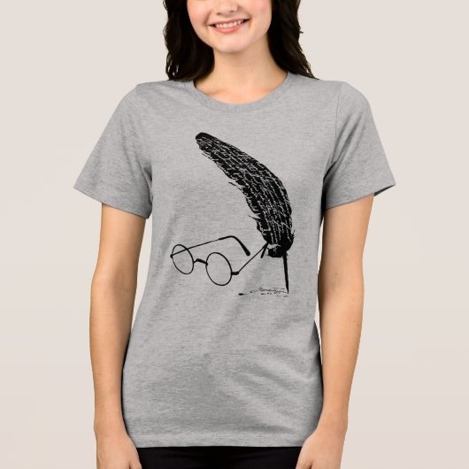 Harry Potter | Brille und Federkiel Tri-Blend Shirt (Vorderseite)